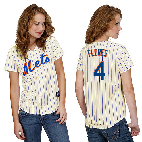 Wilmer Flores #4 mlb Jersey-New York Mets Women's Authentic Home White Cool Base Baseball Jersey
